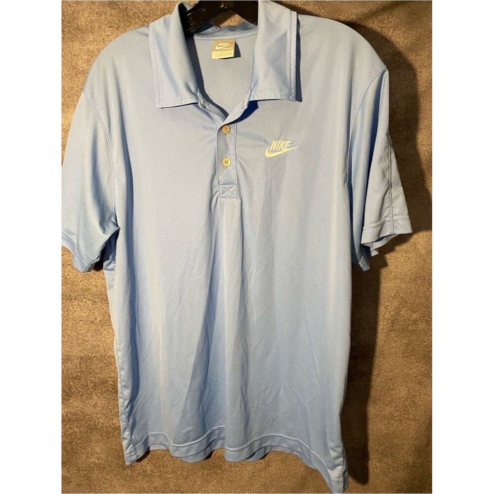 Nike Sportswear Men's Large Light Blue Short Sleeve Polo Shirt Futura Logo